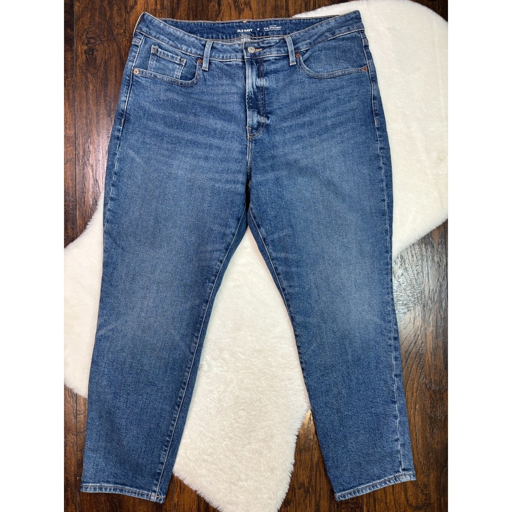Old Navy Jeans 16 OG Straight Leg High Rise Medium Wash Stretch Denim Womens